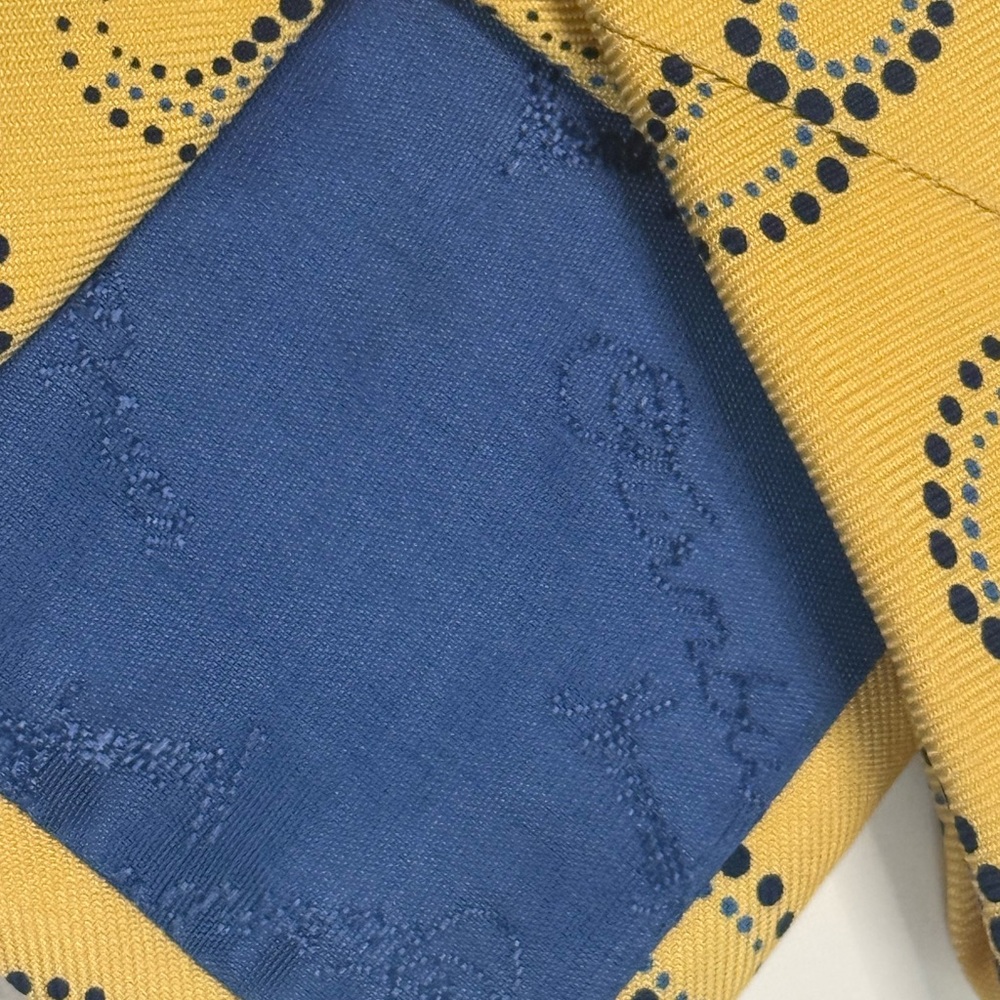 Turnbull & Asser Yellow Paisley Tie with Blue Paisley Dot Motif - Picture 4 of 5